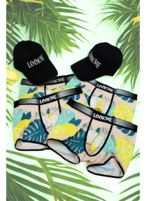 Pack 4 Boxer LM2402-67LEM LOOKME + 2 Casquettes Offertes